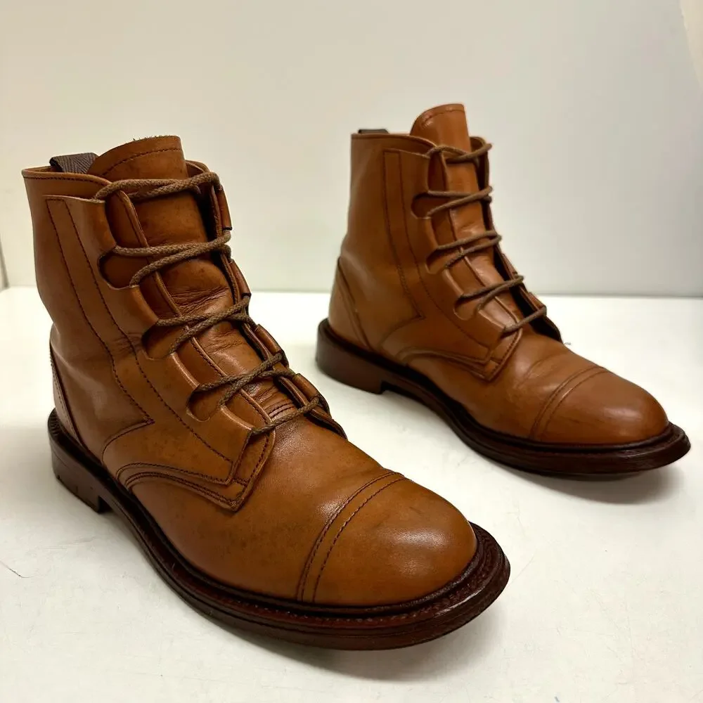 VGUC Tricker's Women;s Brown Cap Toe Boots RARE Made in England UK 5 / US 6
